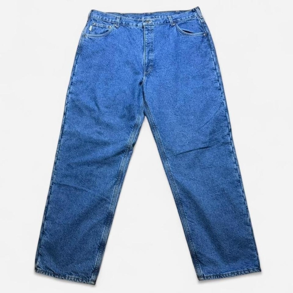 Carhartt Fleece Lined Blue Denim Relaxed Fit Workwear Sz 42x32